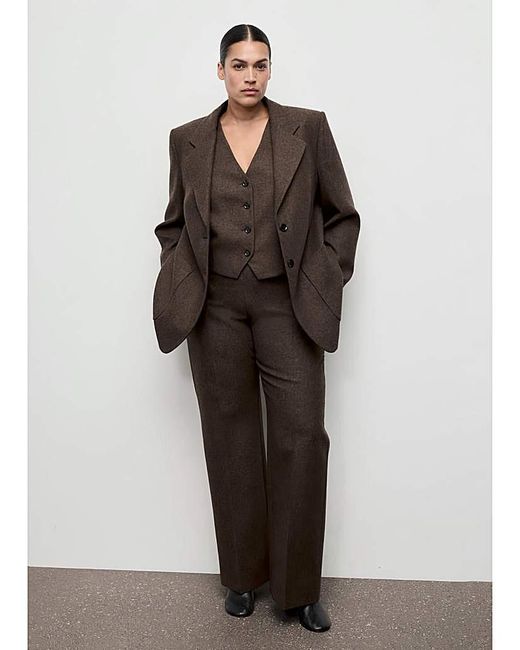 Mango Brown Speckled Wool Suit Blazer