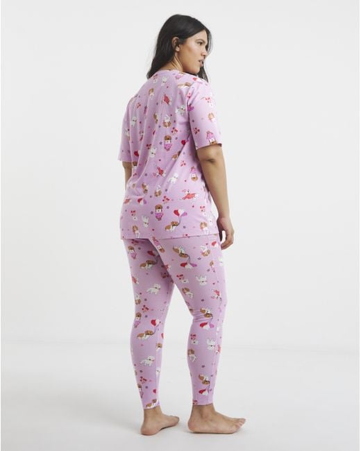 Simply Be Pink Dog Print Pyjama Set