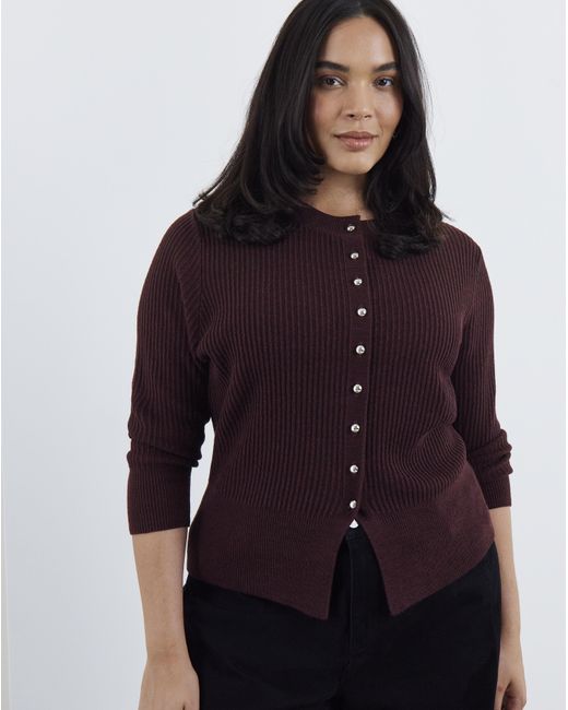 Simply Be Purple Button Through Cinched Cardigan