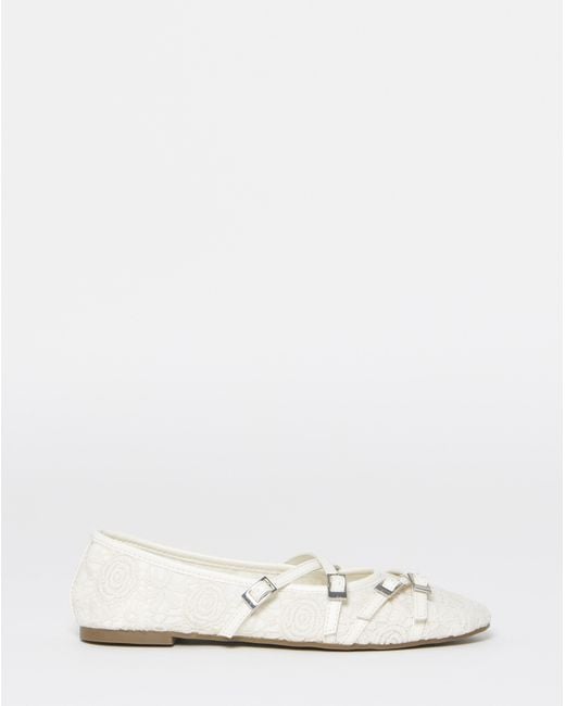 Simply Be Blue Multi Buckle Ballerinas Wide Fit