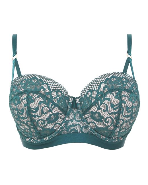 Figleaves Blue Opal Lace Padded Balcony Bra