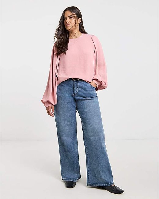 Simply Be Pink Exaggerated Sleeve Blouse