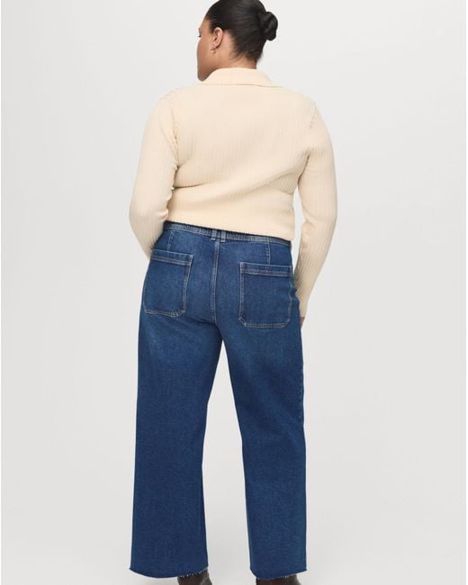 Mango Blue High Waisted Culotte Jean