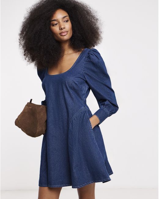 Simply Be Blue Long Sleeve Mini Dress