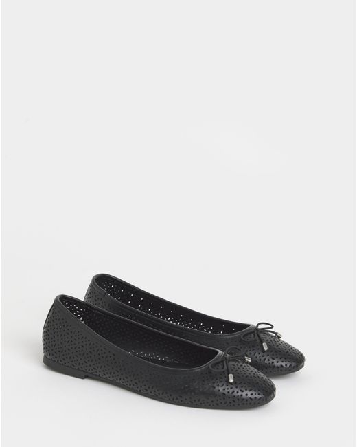 JD Williams White Lasercut Ballerina Ex Wide