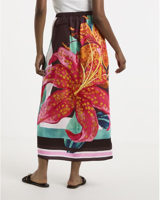 Simply Be Red Floral Wrap Skirt