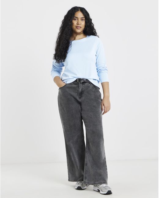 Simply Be White 3 Pack Long Sleeve Rib Tops