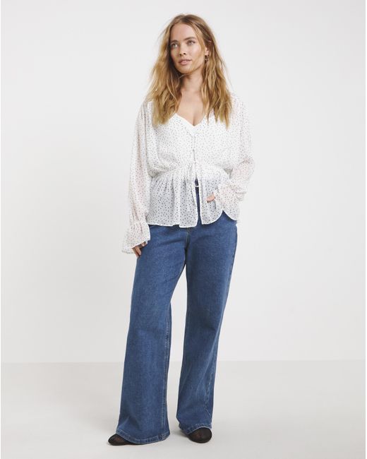 Simply Be White Sheer Tie Front Blouse