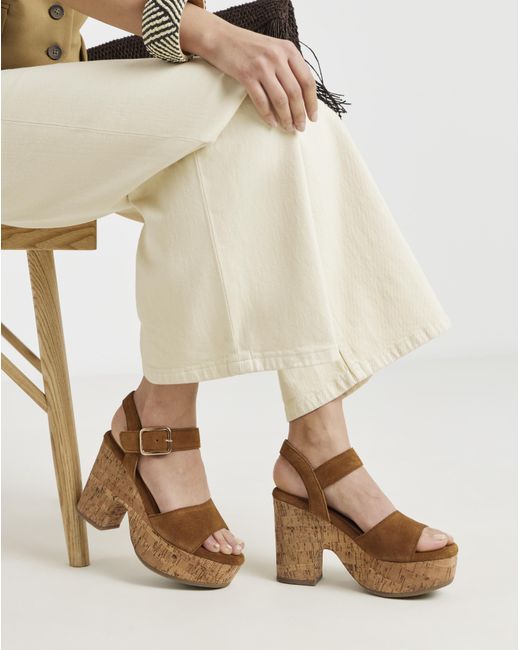 Simply Be Natural Platform Cork Sandals Wide Fit