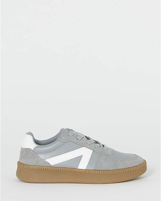 JD Williams White Leather Retro Trainer E Fit