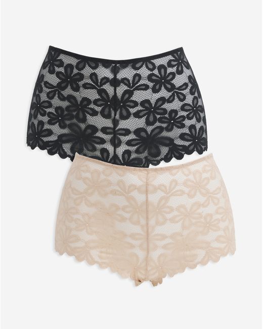 Pretty Secrets Natural 2 Pack Daisy Lace Shorts