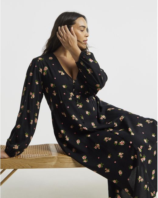 Simply Be Black Button Through Midi Dress