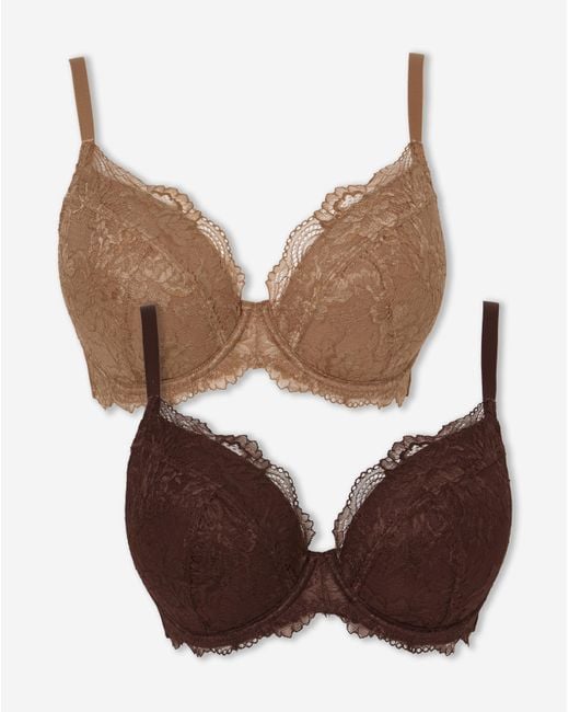 Pretty Secrets Brown 2 Pack Ella Plunge Wired Bras