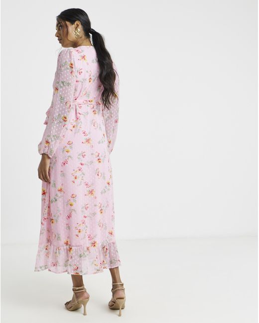 Vila Pink L/S Ankle Wrap Dress