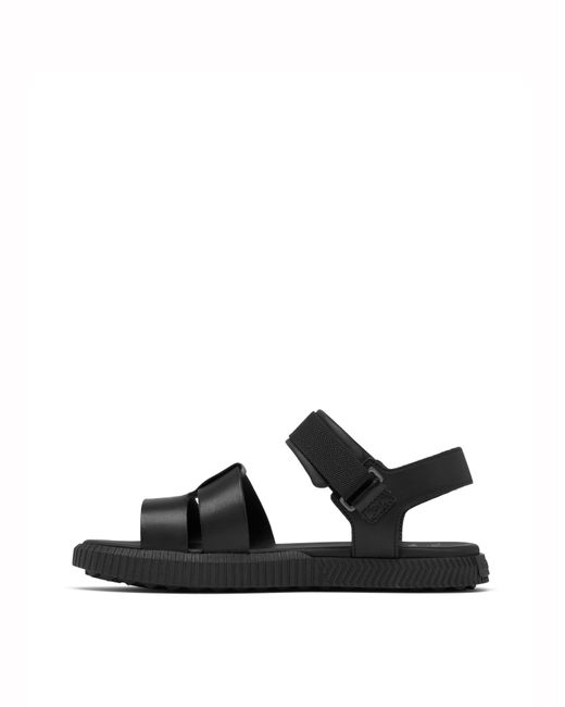 Sorel Black Ona Ave Ankle Strap Flat Sandal