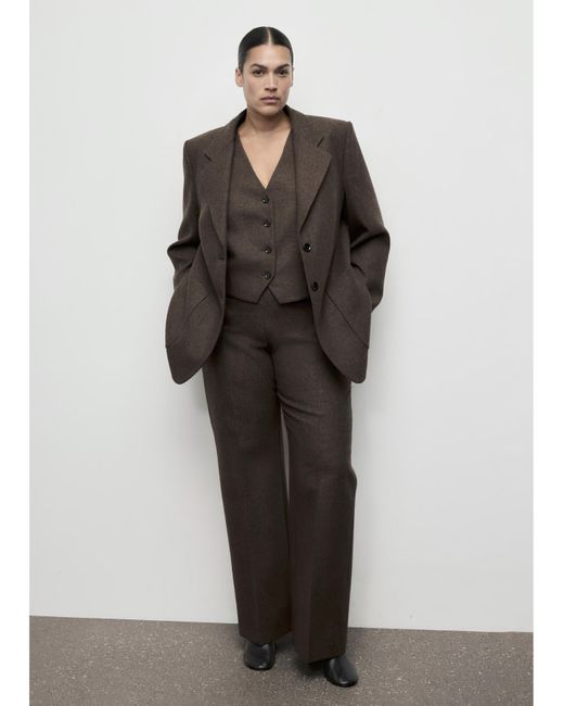 Mango Brown Speckled Wool Suit Blazer