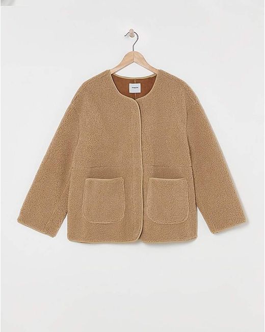 Simply Be Blue Round Neck Borg Jacket