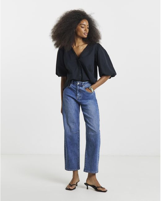 Simply Be Black Broderie Cutwork Blouse