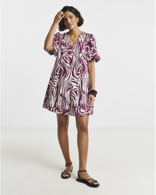 Simply Be Multicolor Printed Linen Button Up Shift Dress