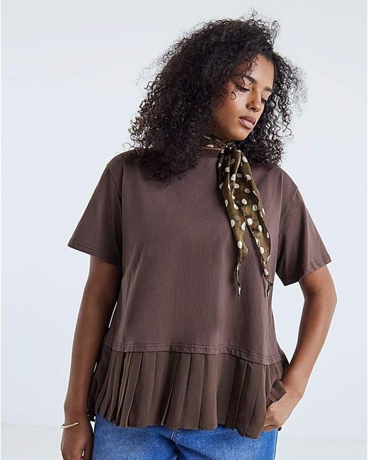Simply Be Brown Tee With Woven Back