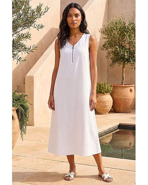 Roman Natural Roman Zip Front Sleeveless Midi Dress