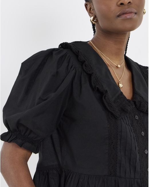 Simply Be Black V Neck Collar Blouse