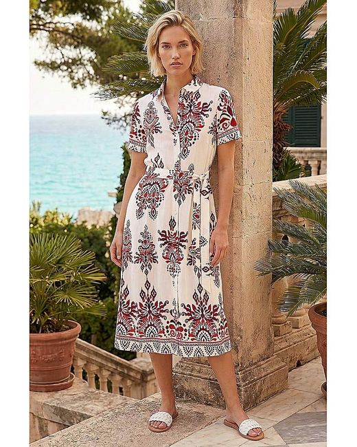 Roman White Roman Baroque Shirt Dress