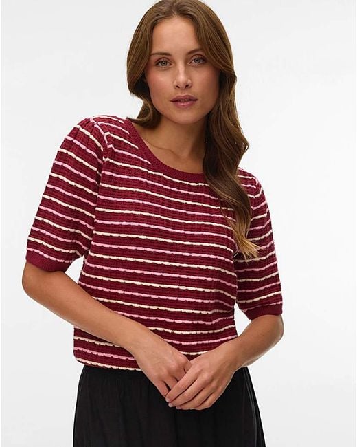 Vero Moda Red Monica O-Neck Knit Top