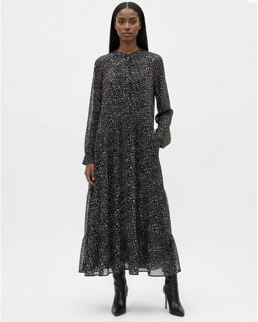Religion Black Collarless Spot Maxi Dress