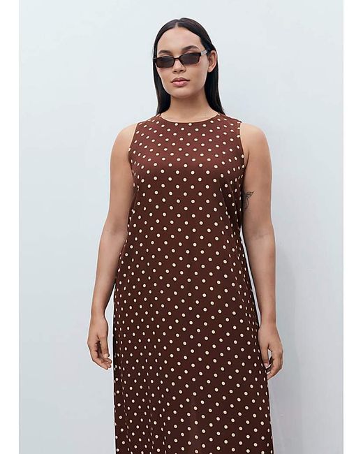 Mango Brown Polka Dot Midi Dress
