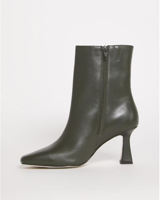 JD Williams Green Leather Square Toe Boot Eee Fit