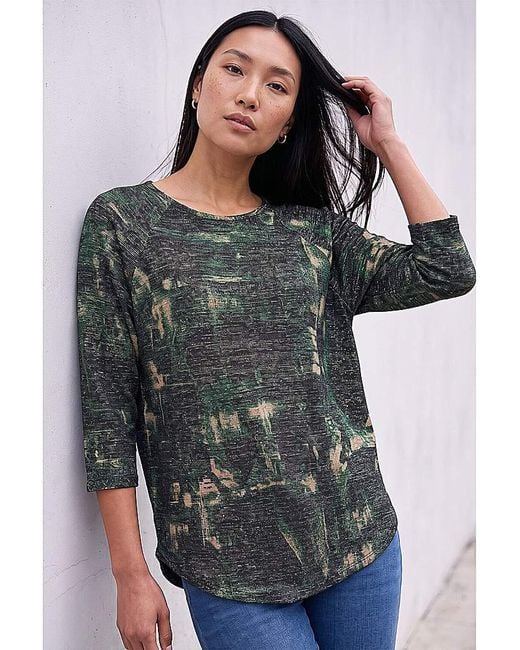 Roman Green Roman Textured Printed Stretch Top