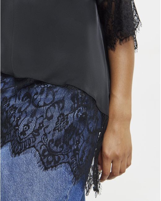 Simply Be Blue Lace Trim Boxy Top