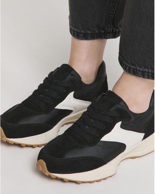 Simply Be Black Retro Runner Trainer Ex Wide Fit
