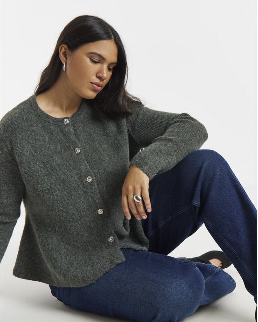 Simply Be Gray Peplum Knitted Cardigan