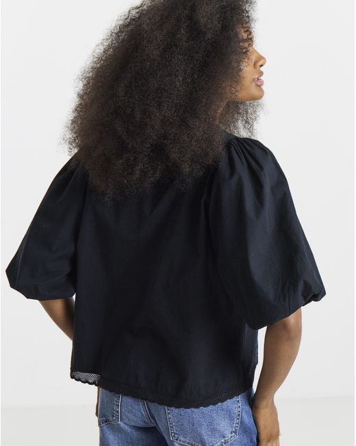 Simply Be Black Broderie Cutwork Blouse