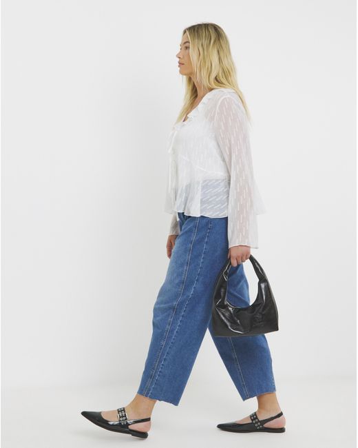 Simply Be White Flute Sleeve Ruffle Sheer Blouse