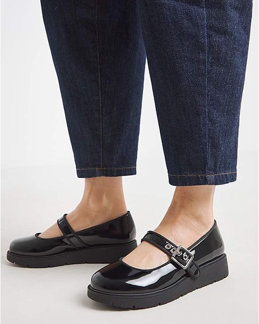 Simply Be Blue Chunky Mary Jane Extra Wide