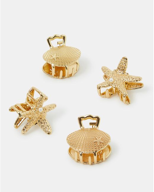 Accessorize White 4-Pack Mini Shell Claw Clips