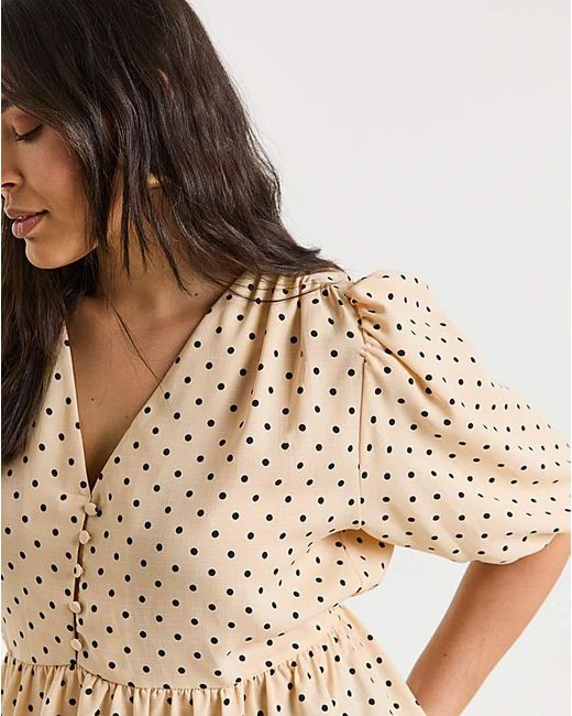 Simply Be Natural Button Through Peplum Blouse