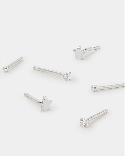 Accessorize White 3Pk Sterling Stud Earrings
