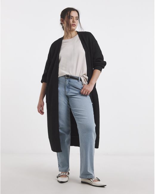 Simply Be Blue Fisherman Rib Longline Cardigan
