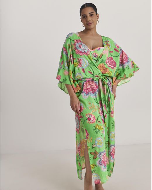 Figleaves Green Open Maxi Kaftan