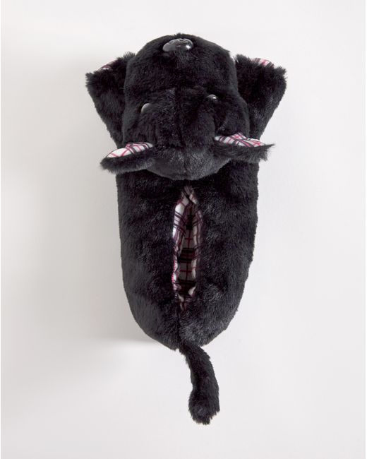 Simply Be Black Scotty Dog Novelty Slippers Wide Fit