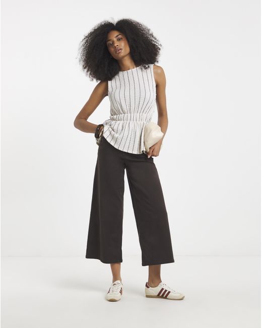 Simply Be White Stripe Peplum Top