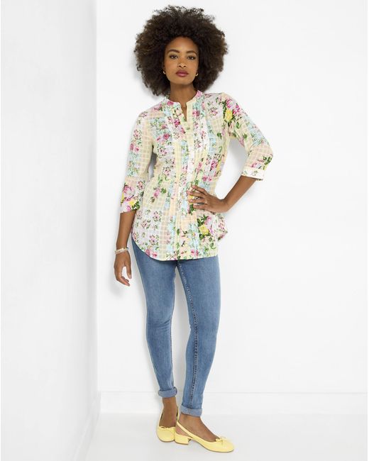 Joe Browns White Jb Perfectly Patchwork Printed Blouse