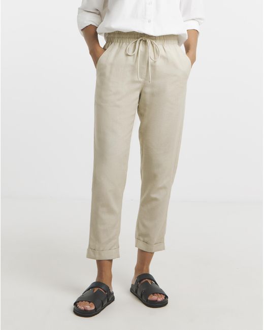 Simply Be White Linen Tapered Trouser