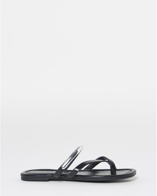 Simply Be Gray Toe Loop Hardware Sandals Extra Wide