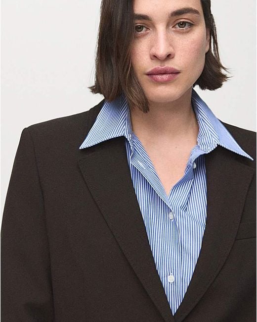 Mango Blue Straight-Fit Suit Blazer