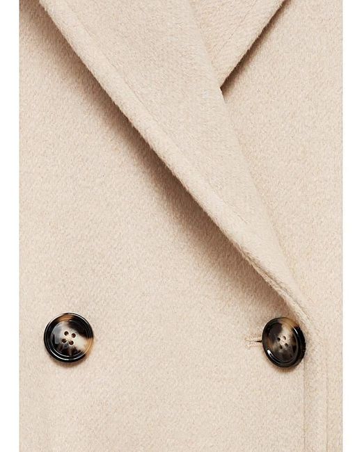 Mango White Double Breasted Wool Coat